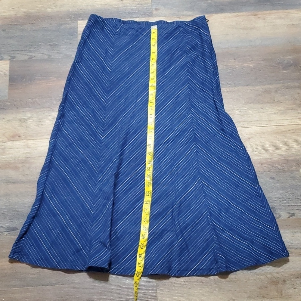 J Jill love linen striped blue petite midi skirt euc